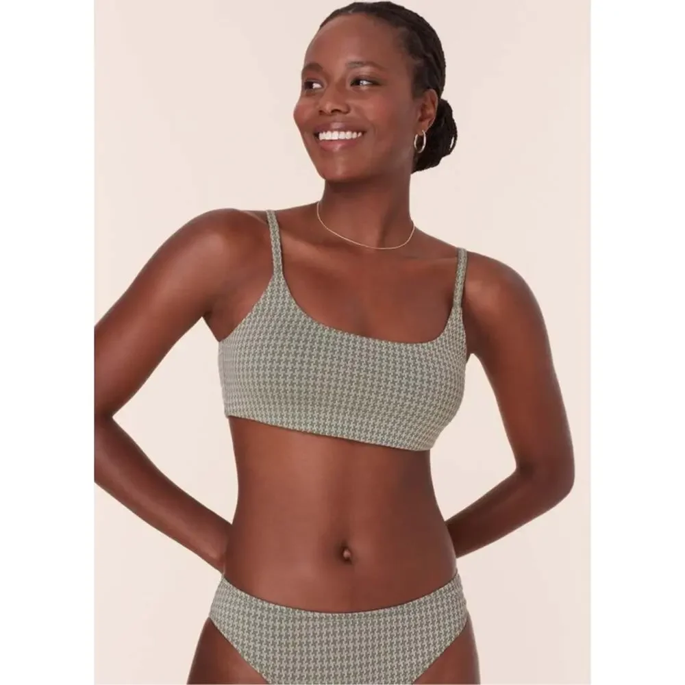 Andie Swim the Maui Houndstooth Bikini Top in Seagrass M NWT